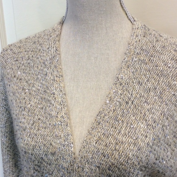ANNE KLEIN SEQUINED OATMEAL CARDIGAN - Picture 4 of 4
